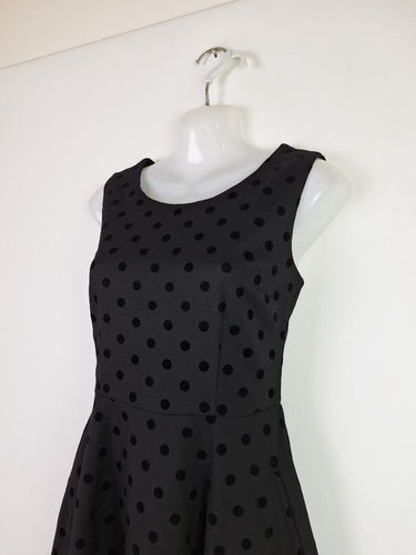 Second-Hand - Revival Velvet Spotted Skater Mini Dress Size 8 - SwapUp