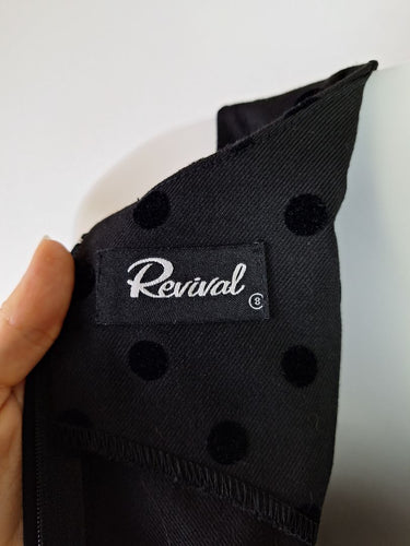 Second-Hand - Revival Velvet Spotted Skater Mini Dress Size 8 - SwapUp