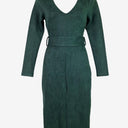 Second-Hand - Atmos & Here Elegant Faux Suede Belted Midi Dress Size 6 - SwapUp