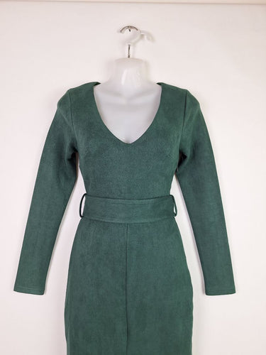 Second-Hand - Atmos & Here Elegant Faux Suede Belted Midi Dress Size 6 - SwapUp