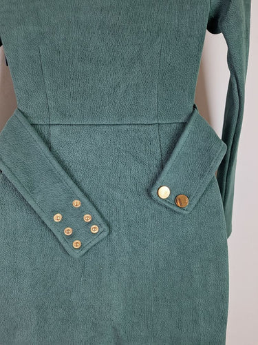 Second-Hand - Atmos & Here Elegant Faux Suede Belted Midi Dress Size 6 - SwapUp