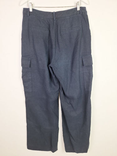 Second-Hand - Witchery Navy Linen Straight Leg Pants Size 12 - SwapUp