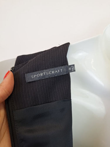 Second-Hand - Sportscraft Midnight Blue Preppy Pinstriped Mini Dress Size 14 - SwapUp