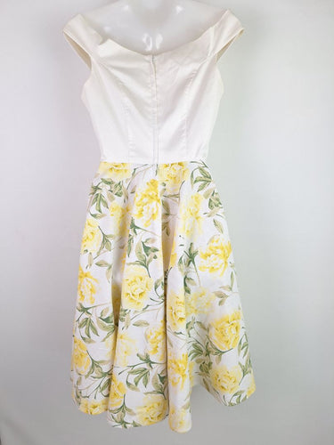 Second-Hand - Mulberry St Vintage Style Sweet Yellow Rose Dress Size 8 - SwapUp