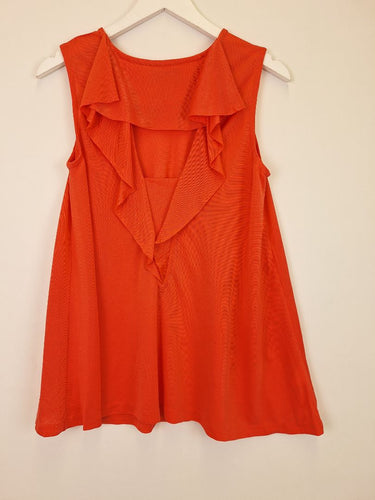 Second-Hand - Country Road Coral Ruffle Back Tank Top Size M - SwapUp