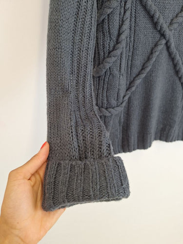 Second-Hand - Cooper St Slate Chunky Knit Jumper Size 8 - SwapUp