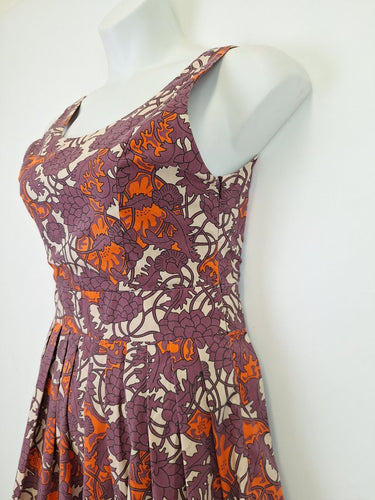 Second-Hand - Dangerfield Muted Purple Flower Tie Back Dress Size 12 - SwapUp