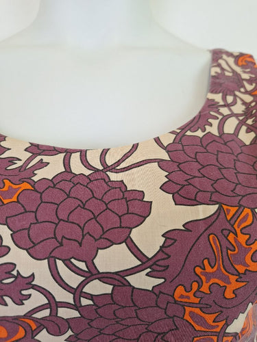 Second-Hand - Dangerfield Muted Purple Flower Tie Back Dress Size 12 - SwapUp