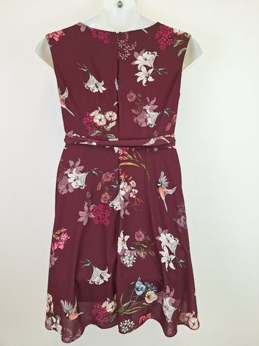 Second-Hand - Wallis Plum Flower Waist Tie Dress Size 12 - SwapUp