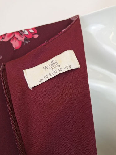 Second-Hand - Wallis Plum Flower Waist Tie Dress Size 12 - SwapUp