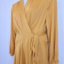 Second-Hand - Atmos & Here Honeysuckle Textured Satin Wrap Dress Size 14 - SwapUp