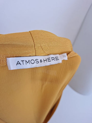 Second-Hand - Atmos & Here Honeysuckle Textured Satin Wrap Dress Size 14 - SwapUp