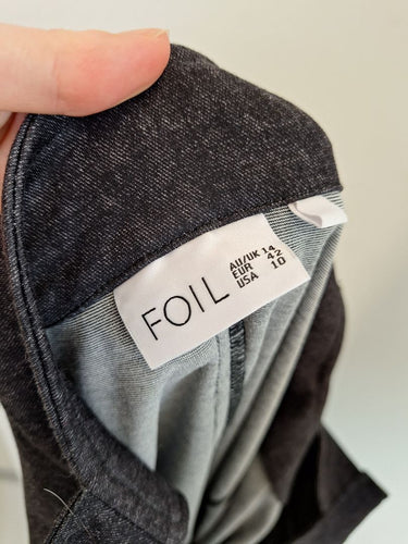 Second-Hand - Foil Charcoal Boxy Midi Dress Size 14 - SwapUp