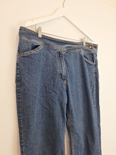 Second-Hand - Assorted Brands Mid Blue Button Waist Ankle Jeans Size 20 - SwapUp