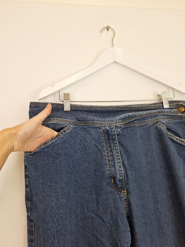 Second-Hand - Assorted Brands Mid Blue Button Waist Ankle Jeans Size 20 - SwapUp