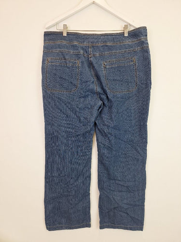 Second-Hand - Assorted Brands Mid Blue Button Waist Ankle Jeans Size 20 - SwapUp