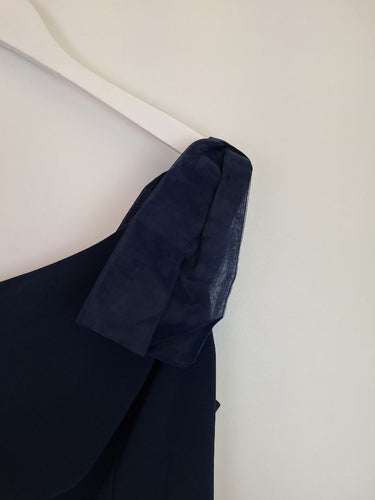 Second-Hand - Review Navy Ribbon One Shoulder Top Size 6 - SwapUp