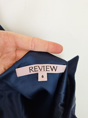 Second-Hand - Review Navy Ribbon One Shoulder Top Size 6 - SwapUp