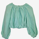 Second-Hand - Country Road Sea Foam Cropped Ruche Top Size 4 - SwapUp