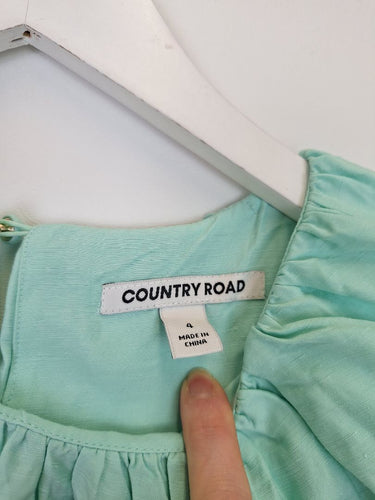 Second-Hand - Country Road Sea Foam Cropped Ruche Top Size 4 - SwapUp