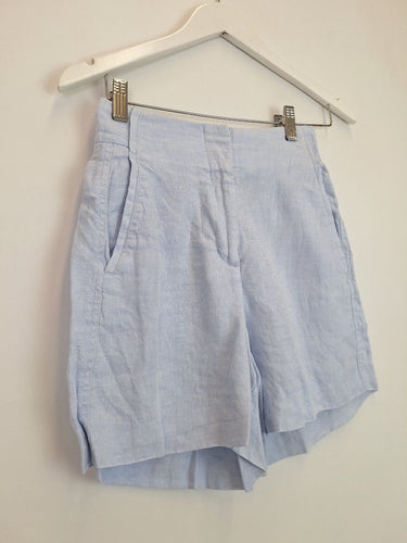 Second-Hand - Country Road Baby Blue Linen Shorts Size 4 - SwapUp