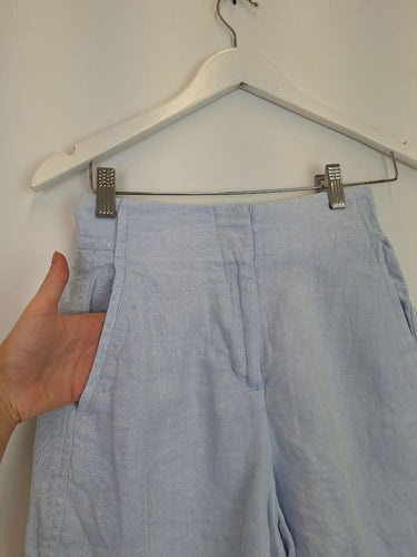 Second-Hand - Country Road Baby Blue Linen Shorts Size 4 - SwapUp