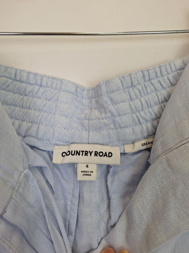 Second-Hand - Country Road Baby Blue Linen Shorts Size 4 - SwapUp