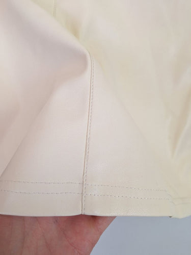 Second-Hand - Motto Cream Faux Leather Paneled Top Size 14 - SwapUp