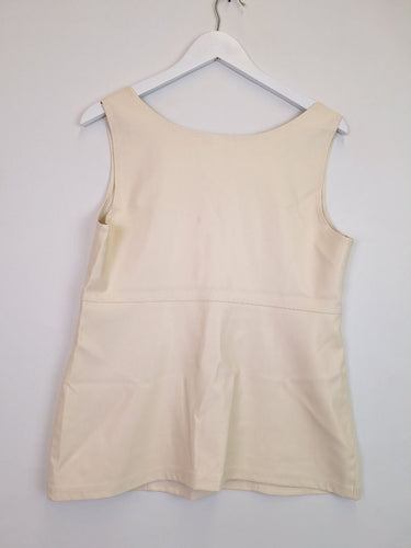 Second-Hand - Motto Cream Faux Leather Paneled Top Size 14 - SwapUp