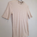 Second-Hand - Calvin Klein Cream Ribbed Monogram Detail T-shirt Size XL - SwapUp