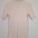 Second-Hand - Calvin Klein Cream Ribbed Monogram Detail T-shirt Size XL - SwapUp