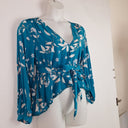 Second-Hand - Jaase Teal V Neck Blouse Size L - SwapUp