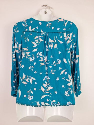 Second-Hand - Jaase Teal V Neck Blouse Size L - SwapUp