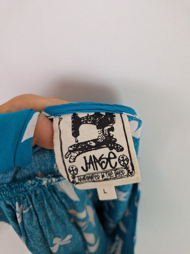 Second-Hand - Jaase Teal V Neck Blouse Size L - SwapUp