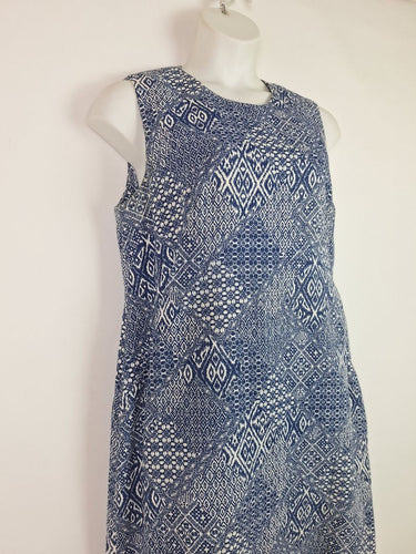 Second-Hand - David Lawrence Cobalt Tiled Fitted Everyday Dress Size 16 - SwapUp