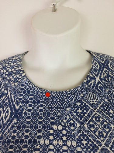 Second-Hand - David Lawrence Cobalt Tiled Fitted Everyday Dress Size 16 - SwapUp