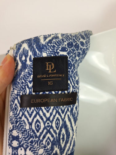 Second-Hand - David Lawrence Cobalt Tiled Fitted Everyday Dress Size 16 - SwapUp