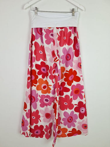 Second-Hand - Zephyr Playful Floral Wide Leg Linen Pants Size L - SwapUp