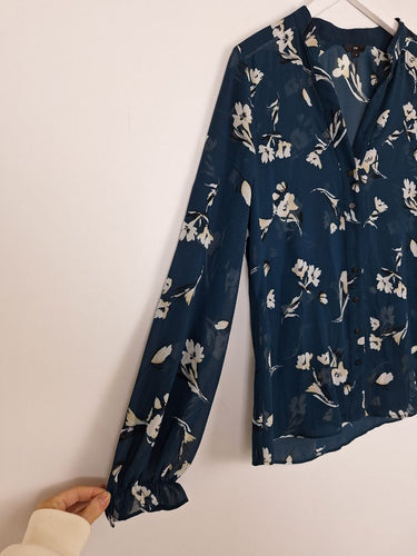 Second-Hand - Cue Refined Sheer Patterned Shirt Size 8 - SwapUp