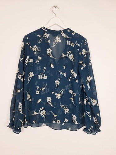 Second-Hand - Cue Refined Sheer Patterned Shirt Size 8 - SwapUp
