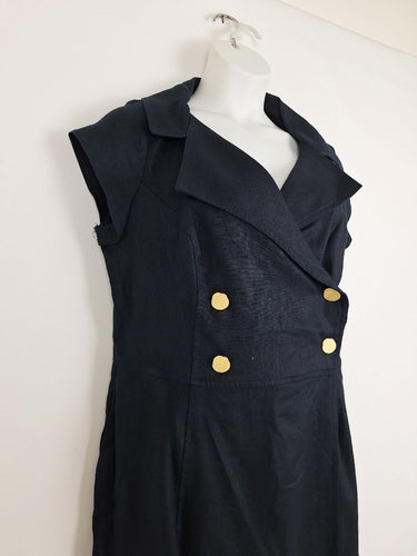 Second-Hand - Sacha Drake Double Breasted Navy Midi Dress Size 18 - SwapUp