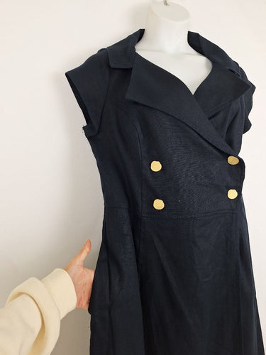 Second-Hand - Sacha Drake Double Breasted Navy Midi Dress Size 18 - SwapUp