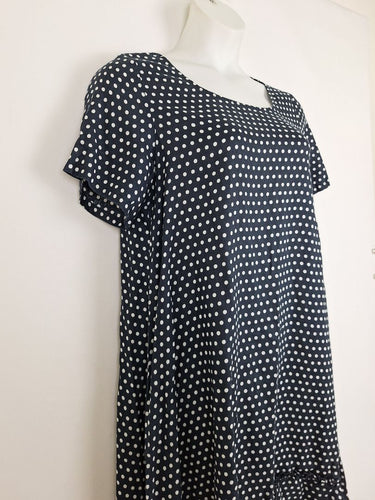 Second-Hand - Goondiwindi Navy Linen Polka Dress Size 14 - SwapUp