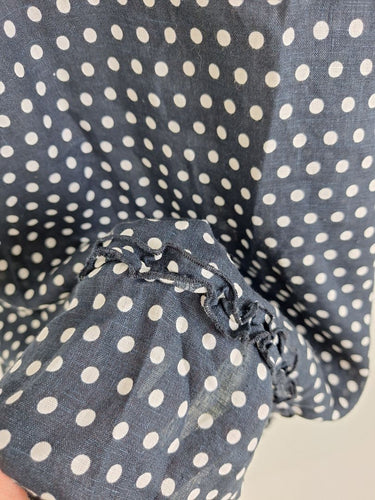 Second-Hand - Goondiwindi Navy Linen Polka Dress Size 14 - SwapUp