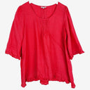 Second-Hand - Goondiwindi Flamingo Ruffle Top Size 12 - SwapUp
