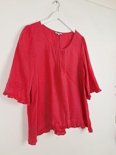 Second-Hand - Goondiwindi Flamingo Ruffle Top Size 12 - SwapUp