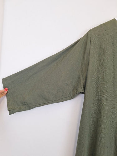 Second-Hand - Frank & Dollys Green Linen Tunic Cardigan Size L - SwapUp