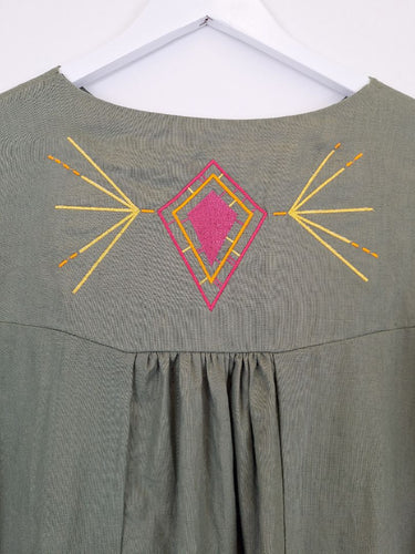 Second-Hand - Frank & Dollys Green Linen Tunic Cardigan Size L - SwapUp