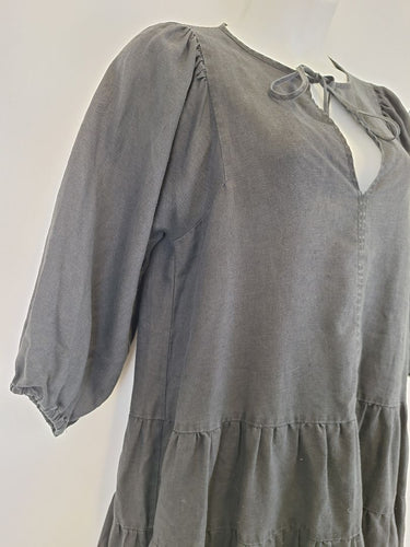 Second-Hand - Little Lies Midi Linen Puff Dress Size 14 - SwapUp