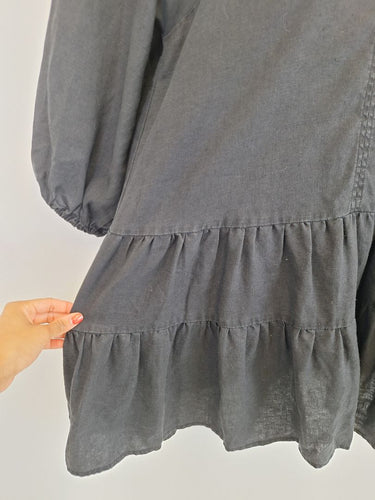 Second-Hand - Little Lies Midi Linen Puff Dress Size 14 - SwapUp